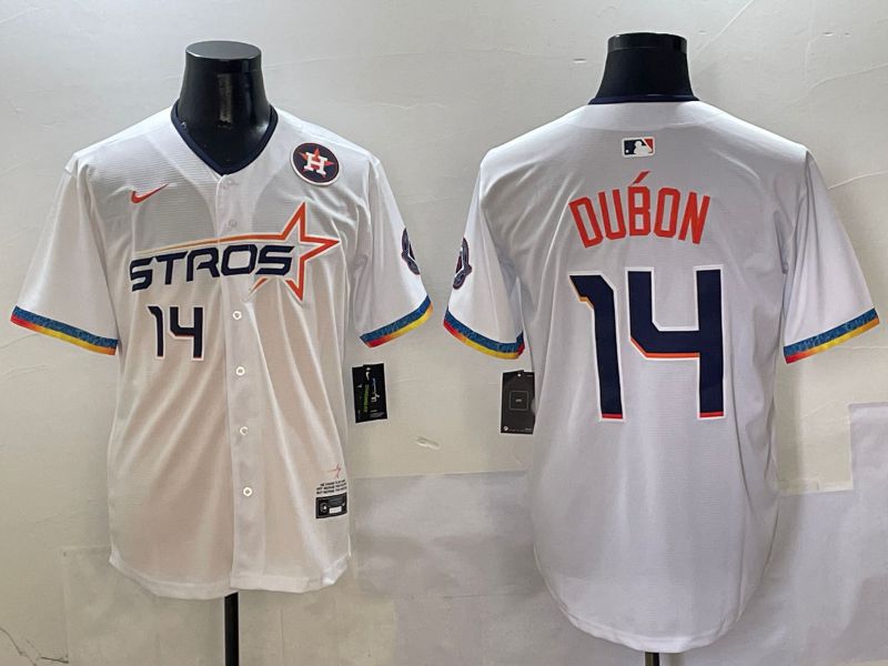 Men Houston Astros #14 Dubon White Fourth generation Joint Name Nike 2025 MLB Jersey style 6
